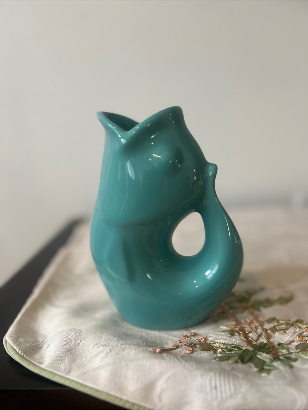 Gurgle Pot Fish Pitcher- Gradient Blue -  Beverage Pitcher Teal